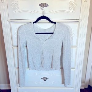 American Eagle long sleeve cropped tee with v-notch neck line